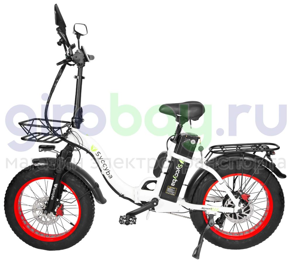 Электровелосипед Syccyba F11 Pro 2025 года (48V/15Ah) - Белый с красными ободами фото №3
