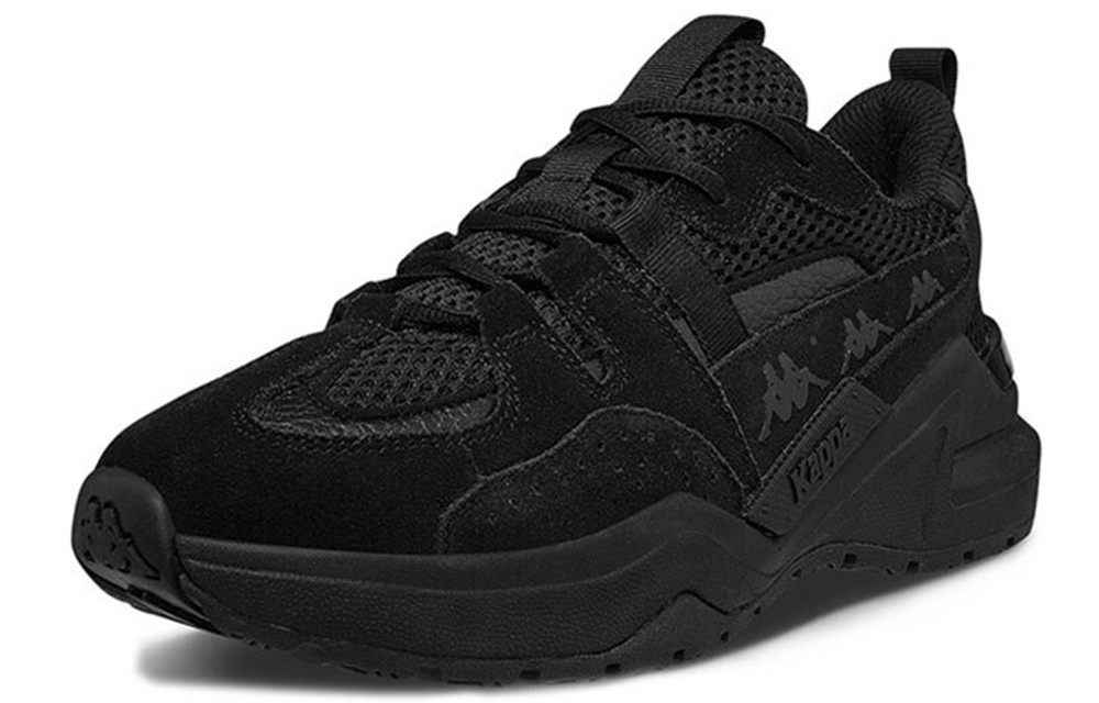 Kappa beaded comfortable retro sports shock-absorbing low-cut daddy shoes for men and women the same style black