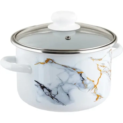 Кастрюля эмал цил Marble 3,0л стекл/кр ТМ Appetite