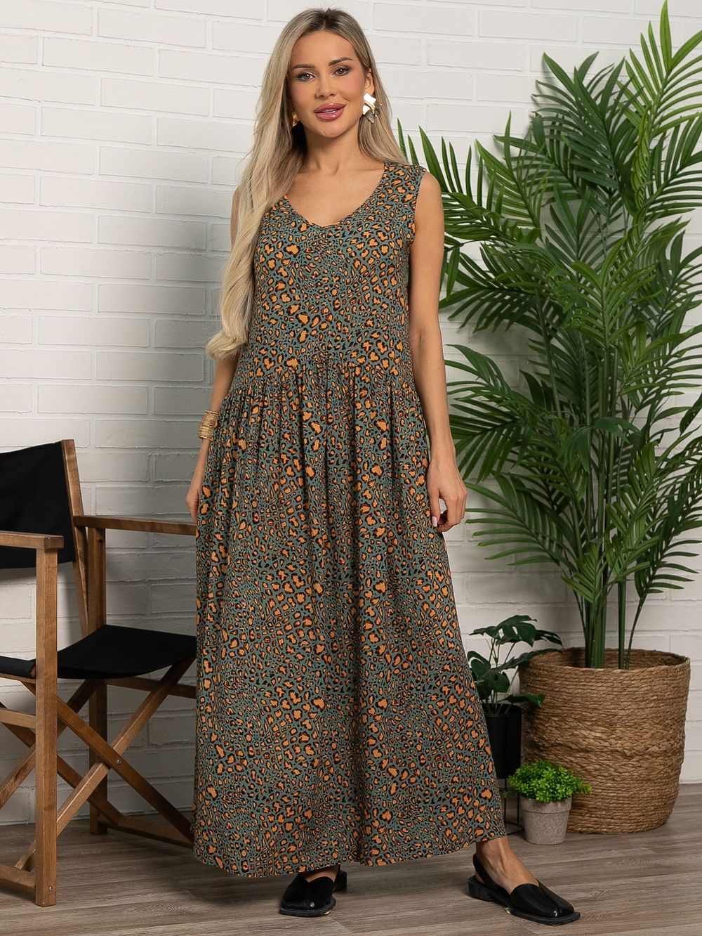 Сарафан Нерея (зеленый/лео) П15605-1М LT Collection
