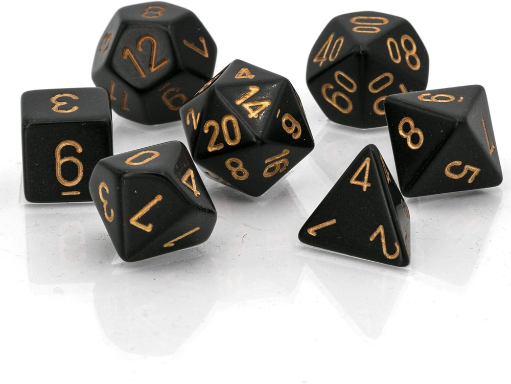 Chessex 7-dice set Opaque Black/Gold