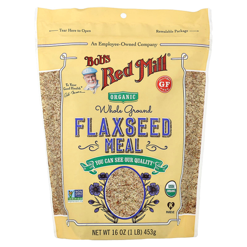Bob's Red Mill, органическая льняная мука, цельномолотая, 453 г (16 унций)