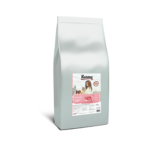 Сухой корм Karmy Delicious для кошек привередливых в питании, лосось, 10 кг