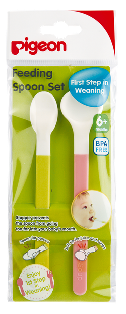 Набор ложек Pigeon, 2 шт., зеленый, розовый