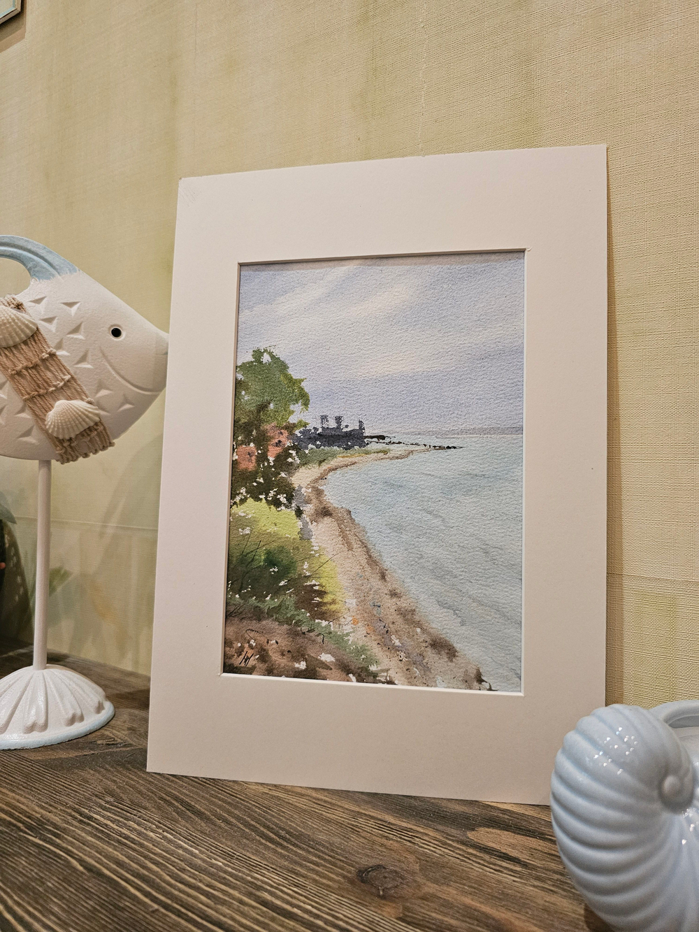 Картина авторская акварельная в паспарту 21х30 см "Вид на морской порт со смотровой площадки Богудонии"