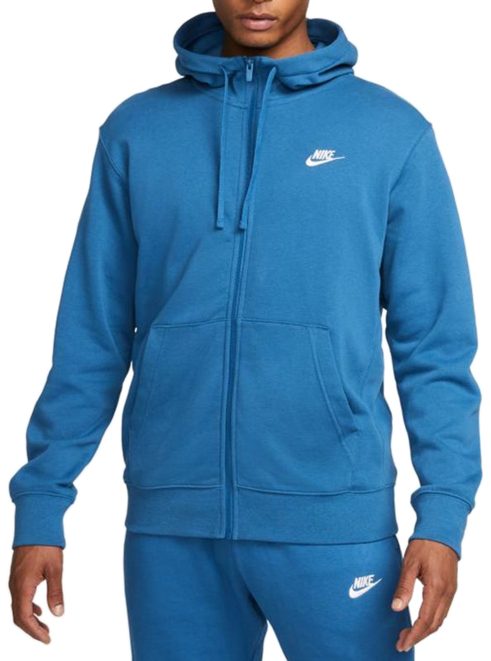 Мужская кофта теннисная Nike Sportswear Club Hoodie FZ FT - dark marine blue/dark marine blue/white