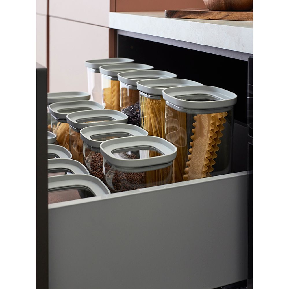 Банка для хранения квадратная Vacuum Glass, 1,5 л, светло-серая