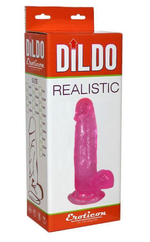 Розовый фаллоимитатор с мошонкой на присоске - 20,5 см. (Цвет: розовый)