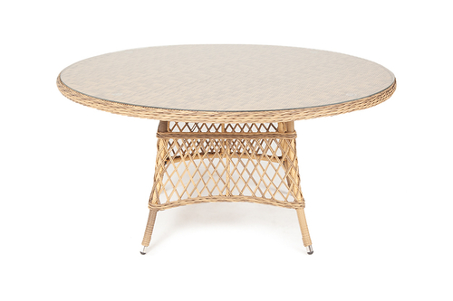 "Эспрессо" плетеный круглый стол, диаметр 150 см, цвет соломенный