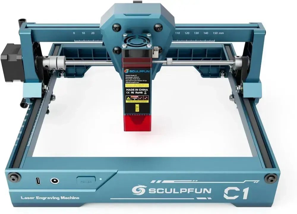 SCULPFUN C1 3 Вт Мини-лазерный гравировальный станок, высокая точность 0,04 мм, скорость до 10 000 мм/мин, подключаемый и работающий многофункциональный станок