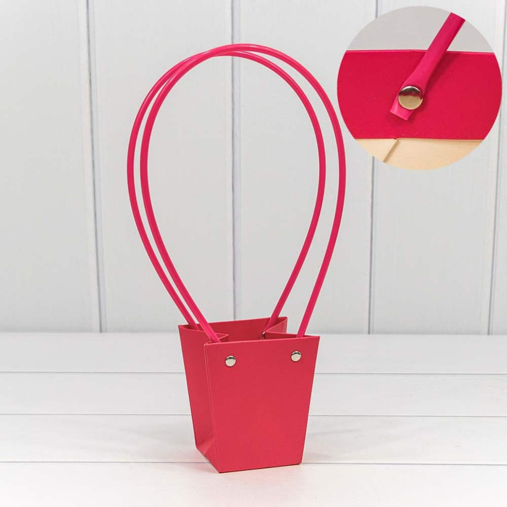 Пакет подарочный 10х9х6.5см Ваза для цветов (Малиновый)