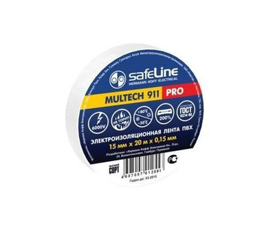 Safeline изолента ПВХ 15/20 белая, 150мкм, 9363