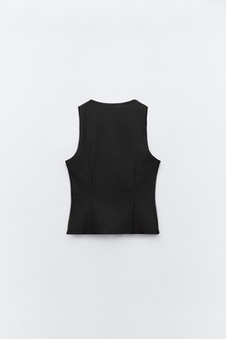 ZARA ТОП ОБЛЕГАЮЩЕГО КРОЯ С ЗАВЯЗКАМИ, ЧЕРНЫЙ