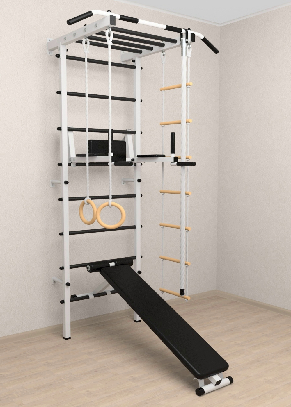 Шведская стенка Sv Pro рукоход 855 (Турник Pro рукоход/Брусья/стойка/Скамья/Канат/Kольца/Лестница)