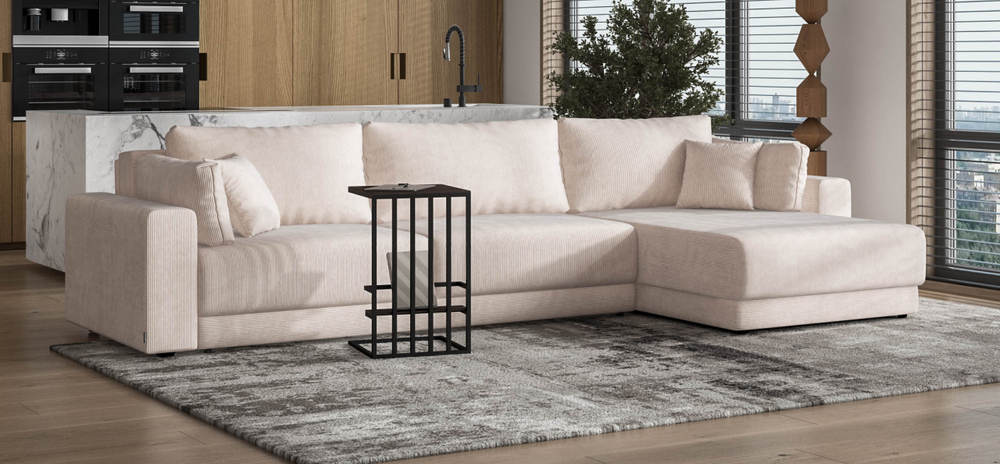 Угловой диван Босс Прайм Макс Вельвет Корд бежевый