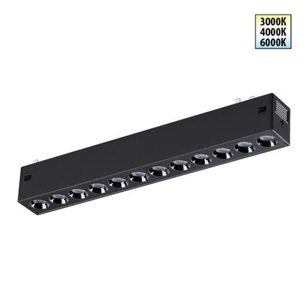 359930 PORT NT25 208 черный Трековый светильник с переключ. цв. темпер. IP20 LED 3000К\4000К\6000К 10W 90-240V VECTOR