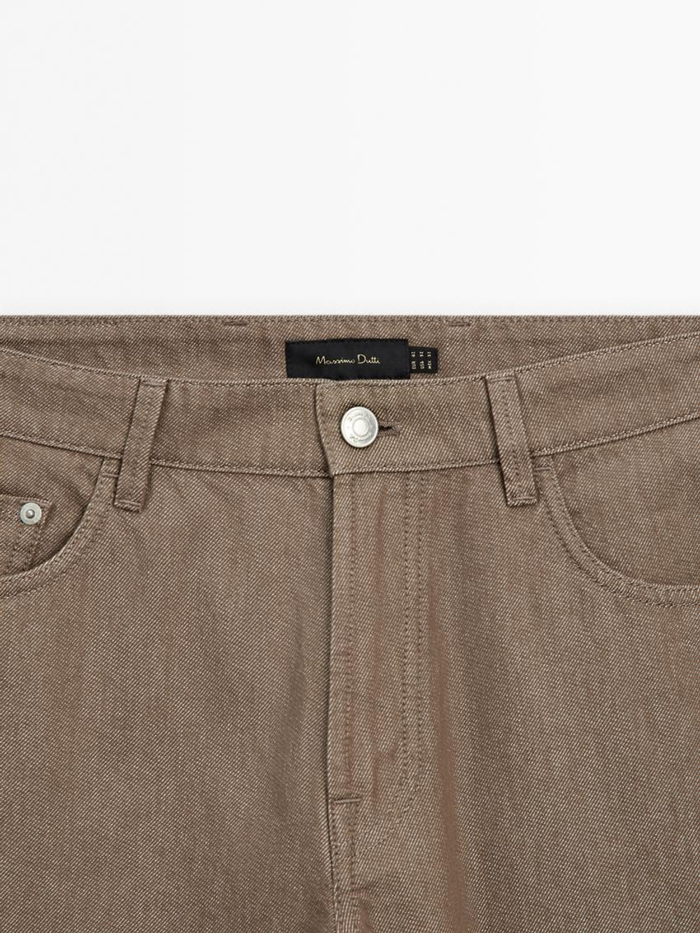 Massimo Dutti Зауженные джинсы из хлопковой джинсовой ткани, норка