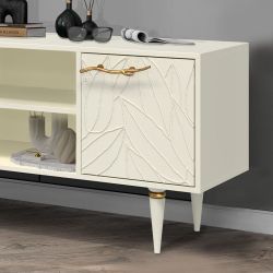 Тумба под ТВ Арт Колор leaves 117см Классик Голд Кремовый белый