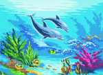 "Дельфины"-6149 канва с рисунком