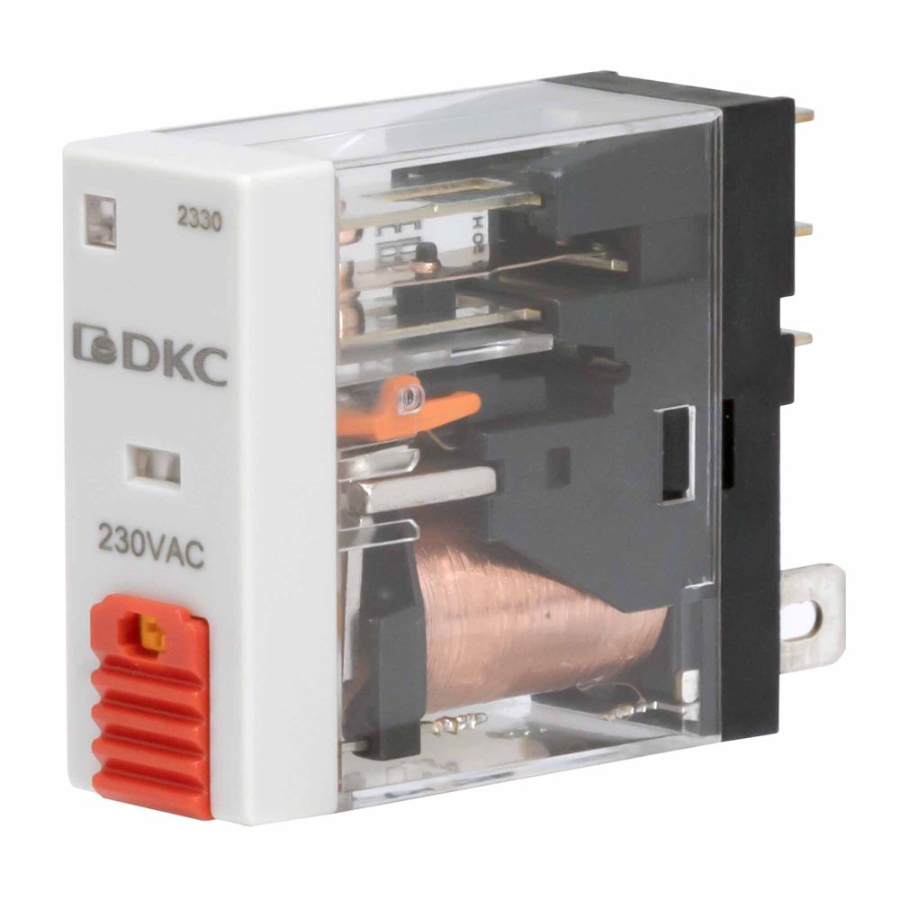 Реле миниатюрное промышленное, 1CO, ком. ток 12А, AgSnO2, напряжение 24V AC, опция: тест-кнопка+светодиод