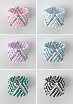 Схема кольца из бисера, узор PEYOTE, мозаичное плетение, четный счет, узор пейот из Miyuki Delica 11/0, файл PDF, RING_289