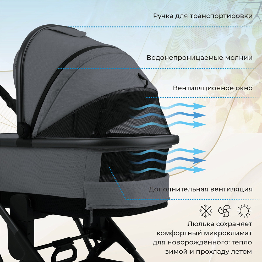 Коляска 3 в 1 Sweet Baby Ricci Air + автокресло Premier Black Steel Grey (Air)