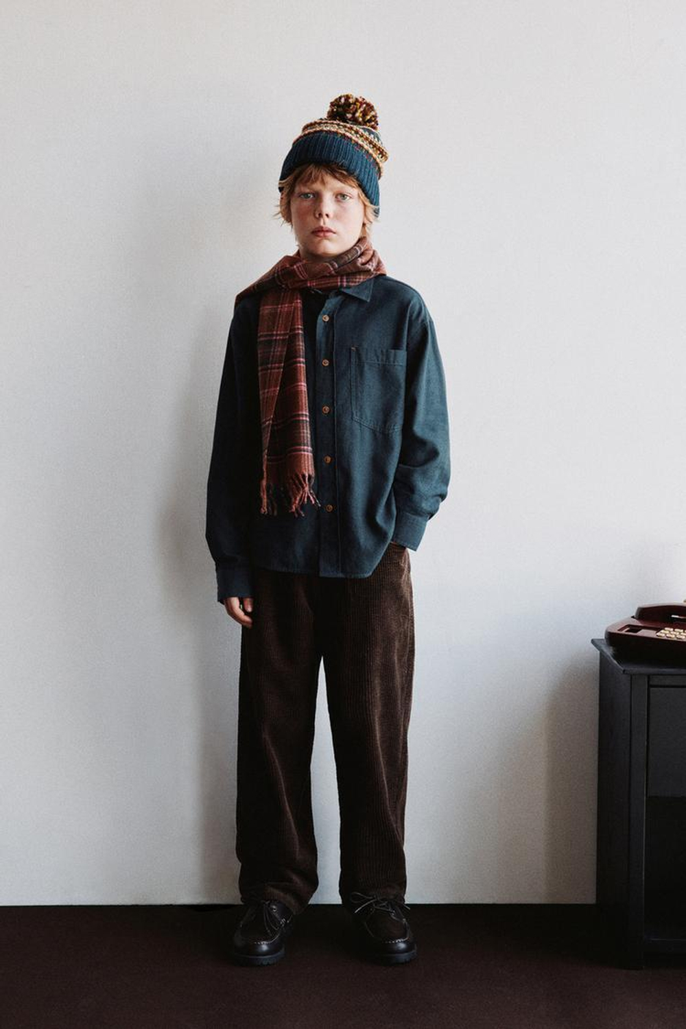 ZARA ФЛАНЕЛЕВАЯ РУБАШКА С КАРМАНОМ, УТИНО-СИНИЙ