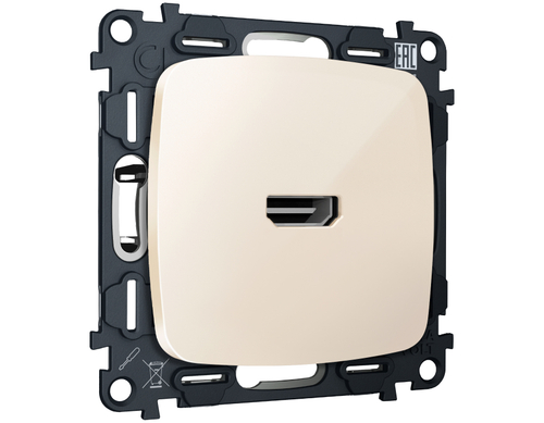 MO314010 Комплект механизма розетки HDMI 2.0 OMEGA Бежевый глянец 40V/500mA 2.0GHz 5-18Gbit/s QUANT (OP3140, VM222)