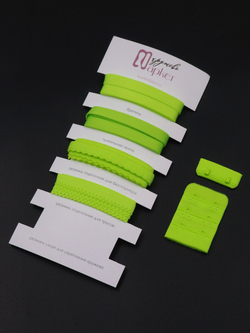 Подборка салатово-желтых бельевых резинок + застежка для бюстгальтера текстильная