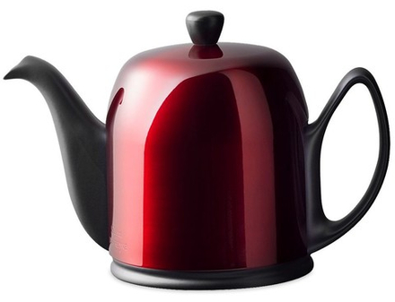 Guy Degrenne Чайник фарфоровый с ситечком, черный с красной крышкой 0.9л