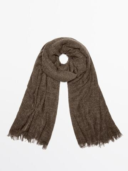 Massimo Dutti Шарф из смесовой шерсти, оливковый