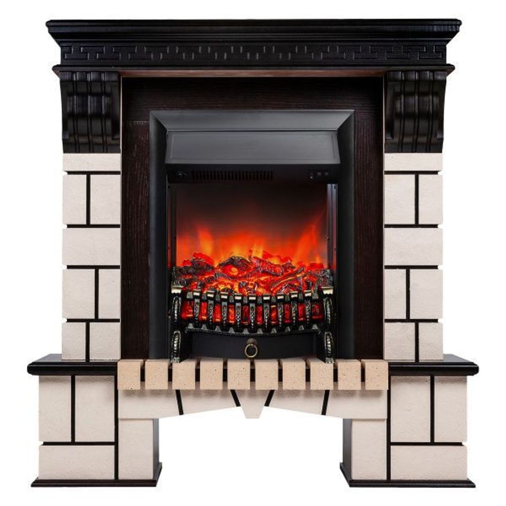 Электрокамин RealFlame Stone AO античный дуб с очагом Fobos Lux Black