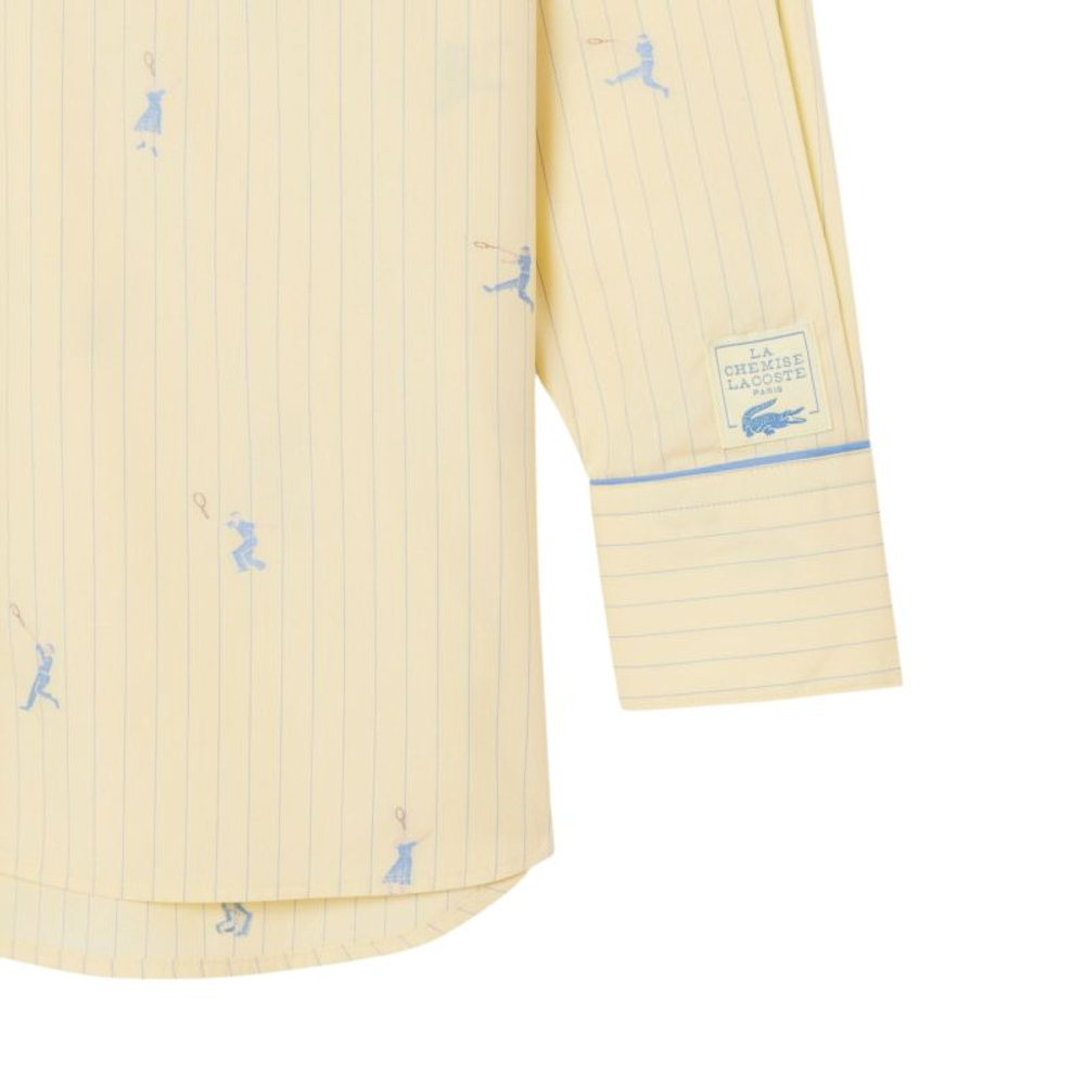 Женское теннисное поло Lacoste Oversized with Jacquard Motifs - yellow/turquin blue