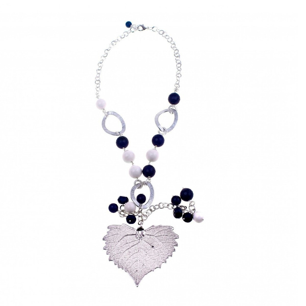 Колье лист Ester Bijoux Тополь CL966/34-S/BL BW
