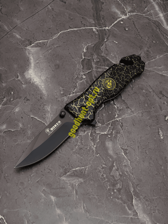 Складной нож тактический BOKER Черный с карабином