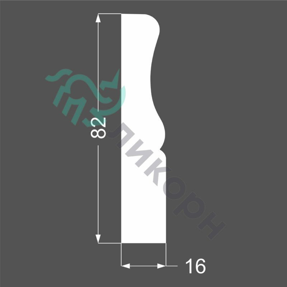 Плинтус напольный белый К-14 82 мм МДФ 82x16x2050