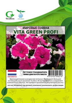 Петуния грандифлора Лимбо Джи Пи Роуз Пикоти (100др) Витагрин Профи