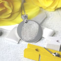 Серебряный кулон с отпечатком пальца ручной работы с гравировкой на заказ
