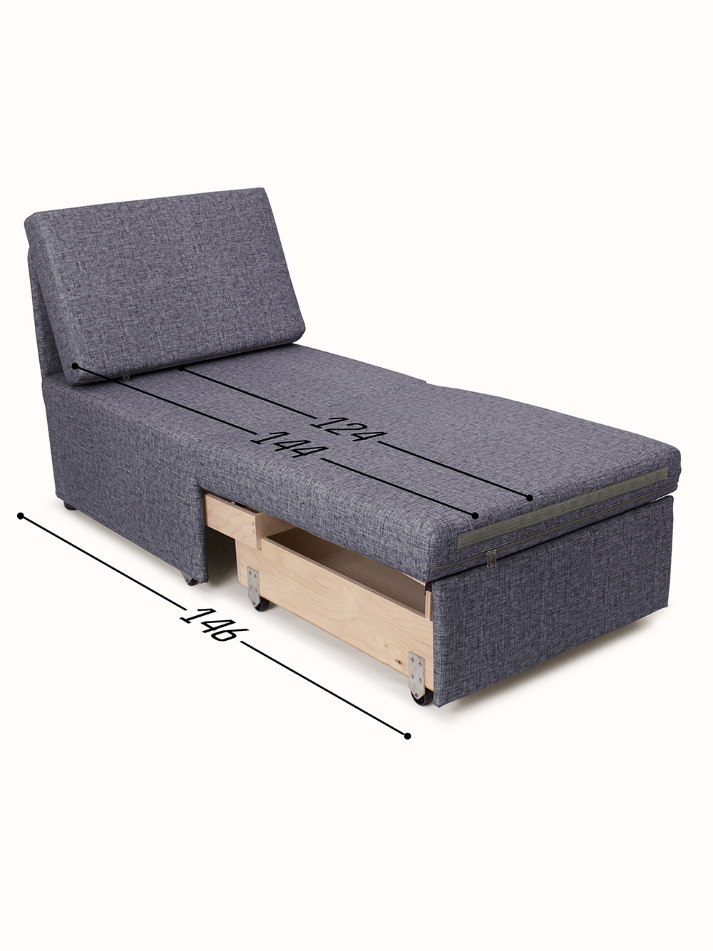 Кресло-кровать "Миник" Rich Grey (серо-синий)