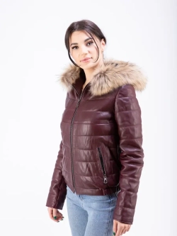 Куртка женская из натуральной кожи с капюшоном Турция