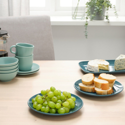 IKEA FÄRGKLAR  (ИКЕА ФÄРГКЛАР)  -  Тарелка, глянцевая темно-бирюзовая, 20 см