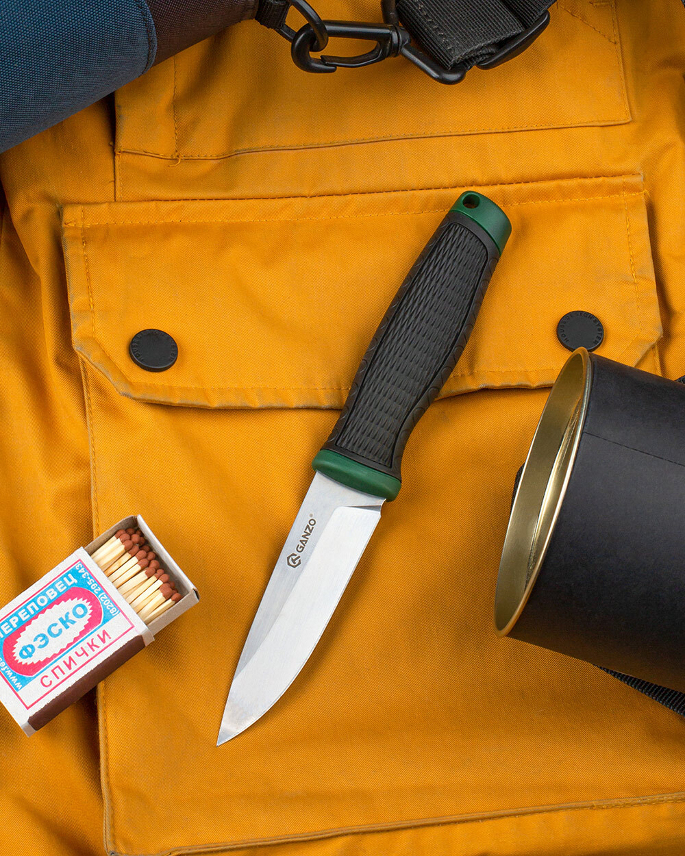 Нож Ganzo G806 черный c зеленым, G806-GB