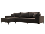 Диван угловой Льюес левый, Коричневый, Велюр, 122399L