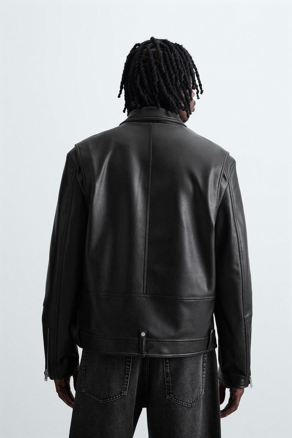 ZARA БАЙКЕРСКАЯ КУРТКА ИЗ ИСКУССТВЕННОЙ КОЖИ, ЧЕРНЫЙ