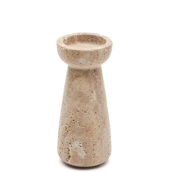 Большой подсвечник Magan 20 см из бежевого травертина