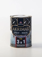 Грунт-эмаль по ржавчине 3 в 1, Краска по металлу, быстросохнущая 0,8 кг AKRIMAX-PREMIUM, матовое покрытие, черная