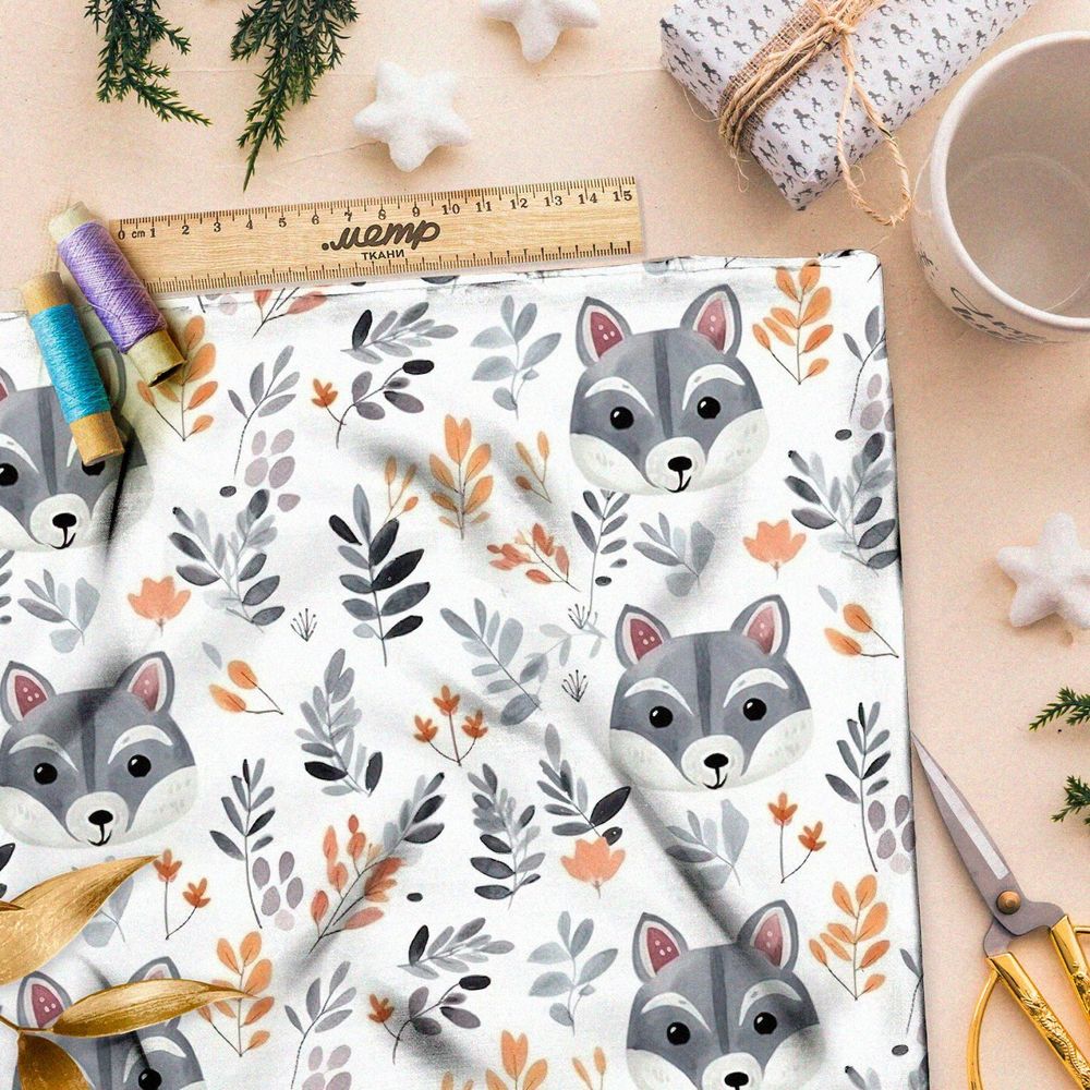 Ткань Ниагара Софт мордочки волчат