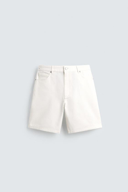 ZARA ШОРТЫ RELAXED FIT, БЕЛЫЙ