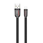 Шнур USB - Айфон lighting (2,4Ам\1,2м) нейлон оплетка, плоская, черная HOCO U74