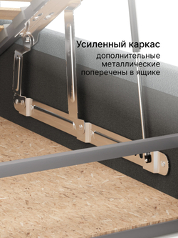 Кровать Техас двуспальная 160х200 с подъемным механизмом и ящиком для белья, велюр темно-серый темно-серый